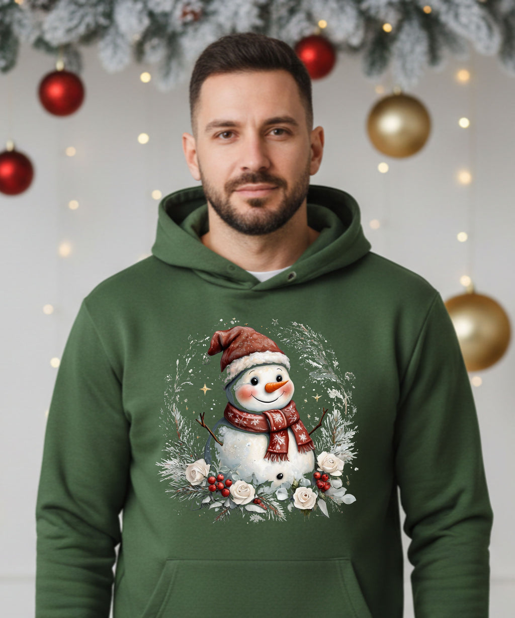 Watercolor christmas snowman clipart — Unisex Hoodie