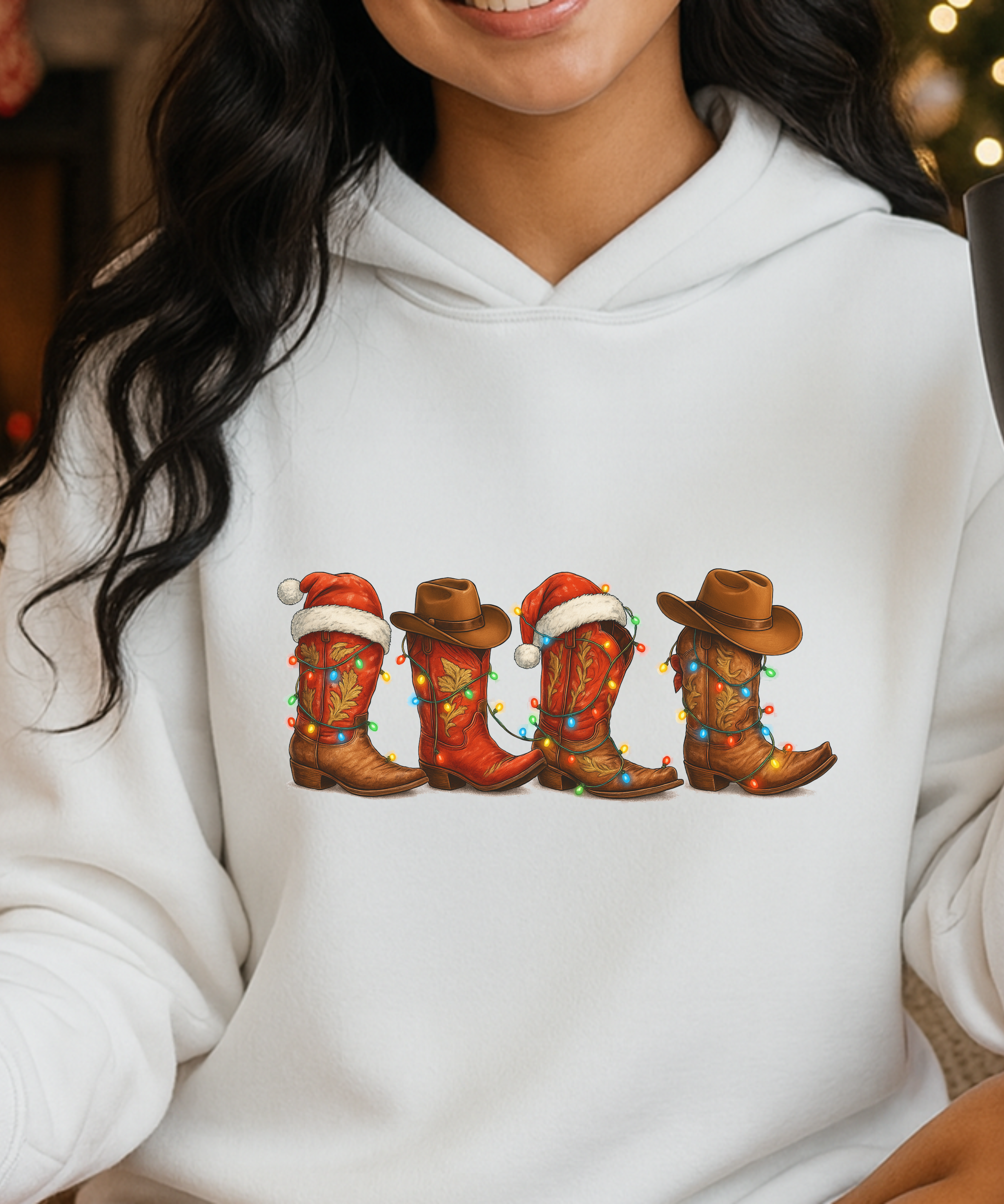 Christmas Cowboy Boots - Unisex Hoodie