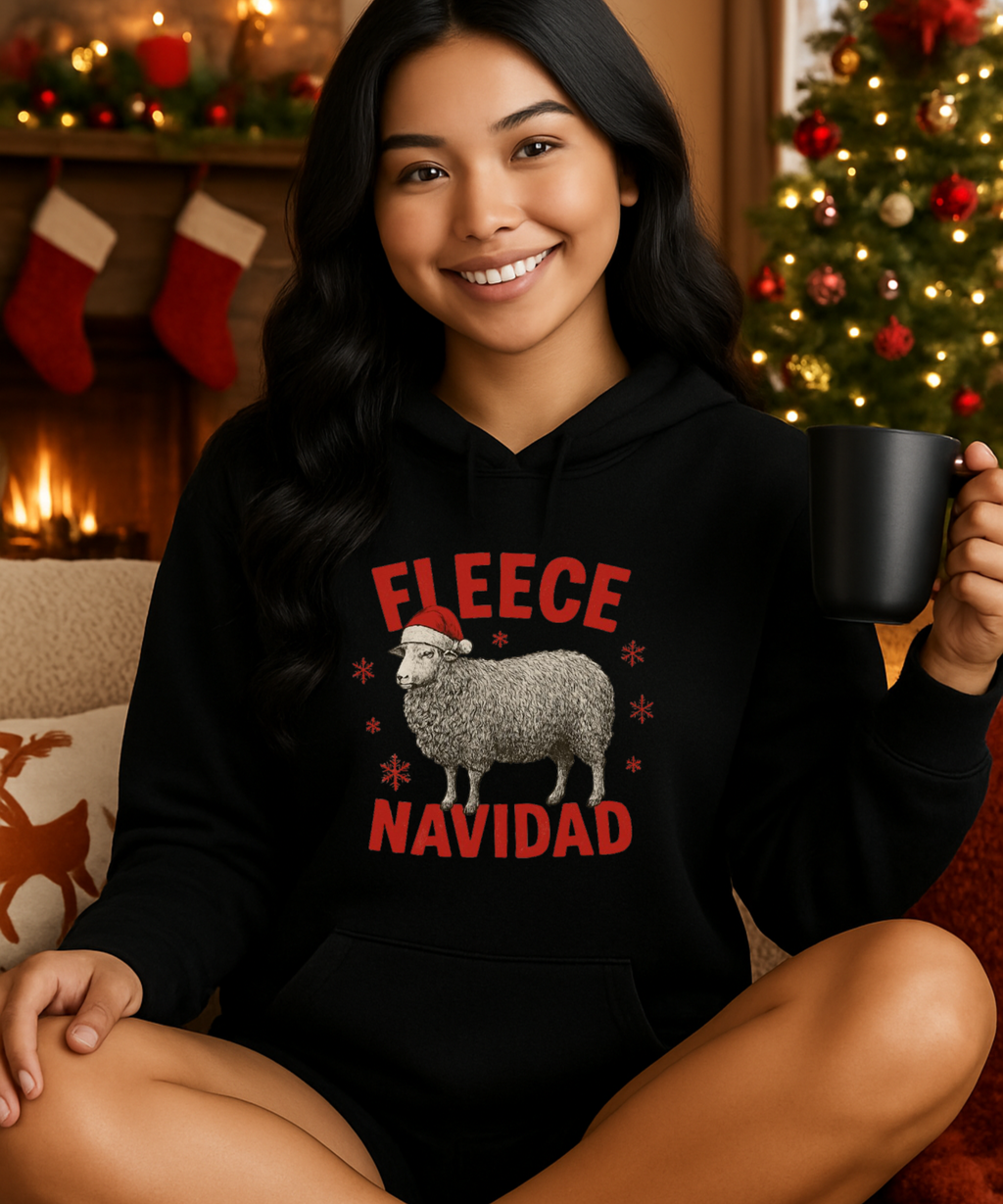 FLEECE NAVIDAD Christmas Unisex Hoodie Funny Spanish  Sheep