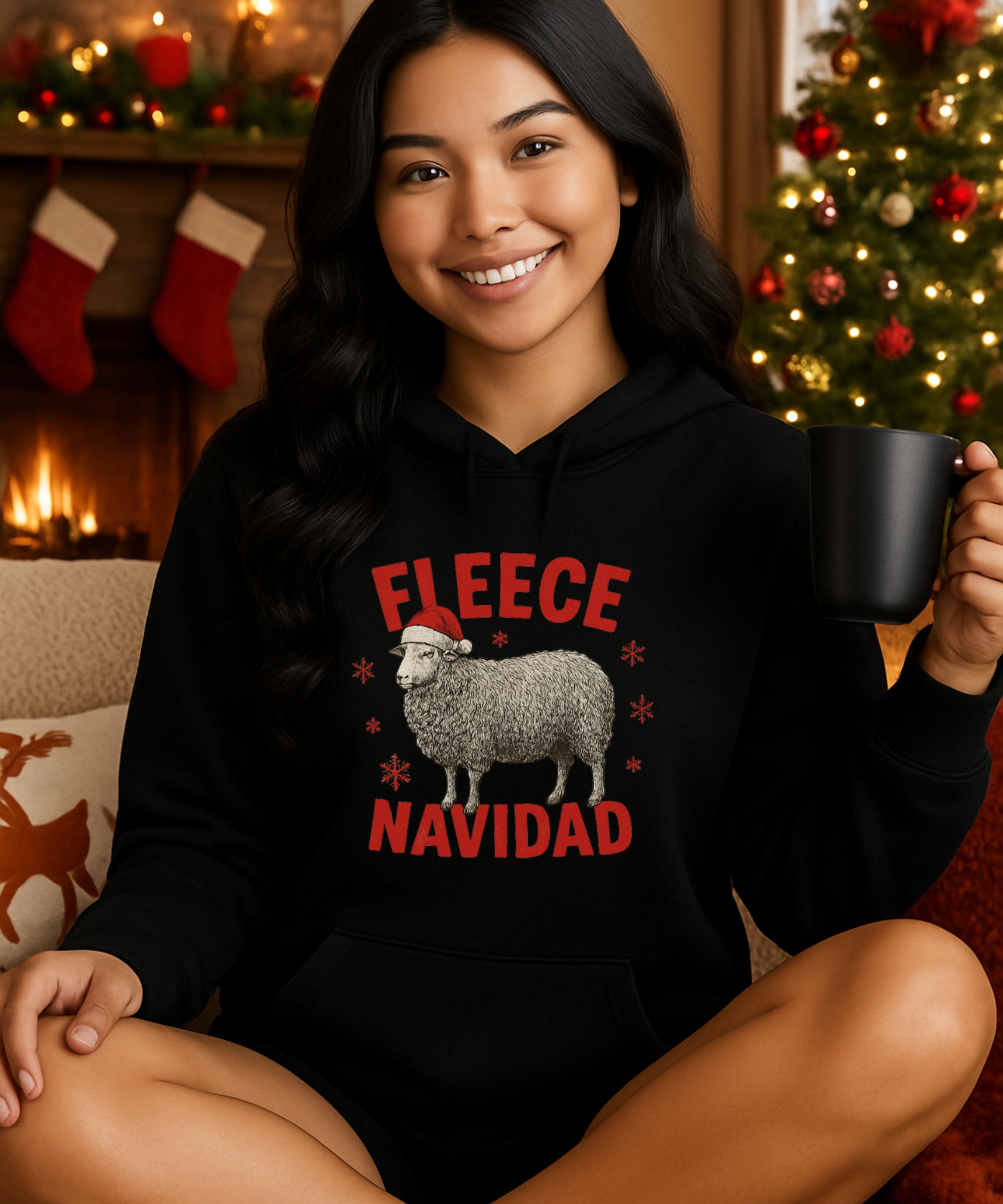 FLEECE NAVIDAD Christmas Unisex Hoodie Funny Spanish  Sheep