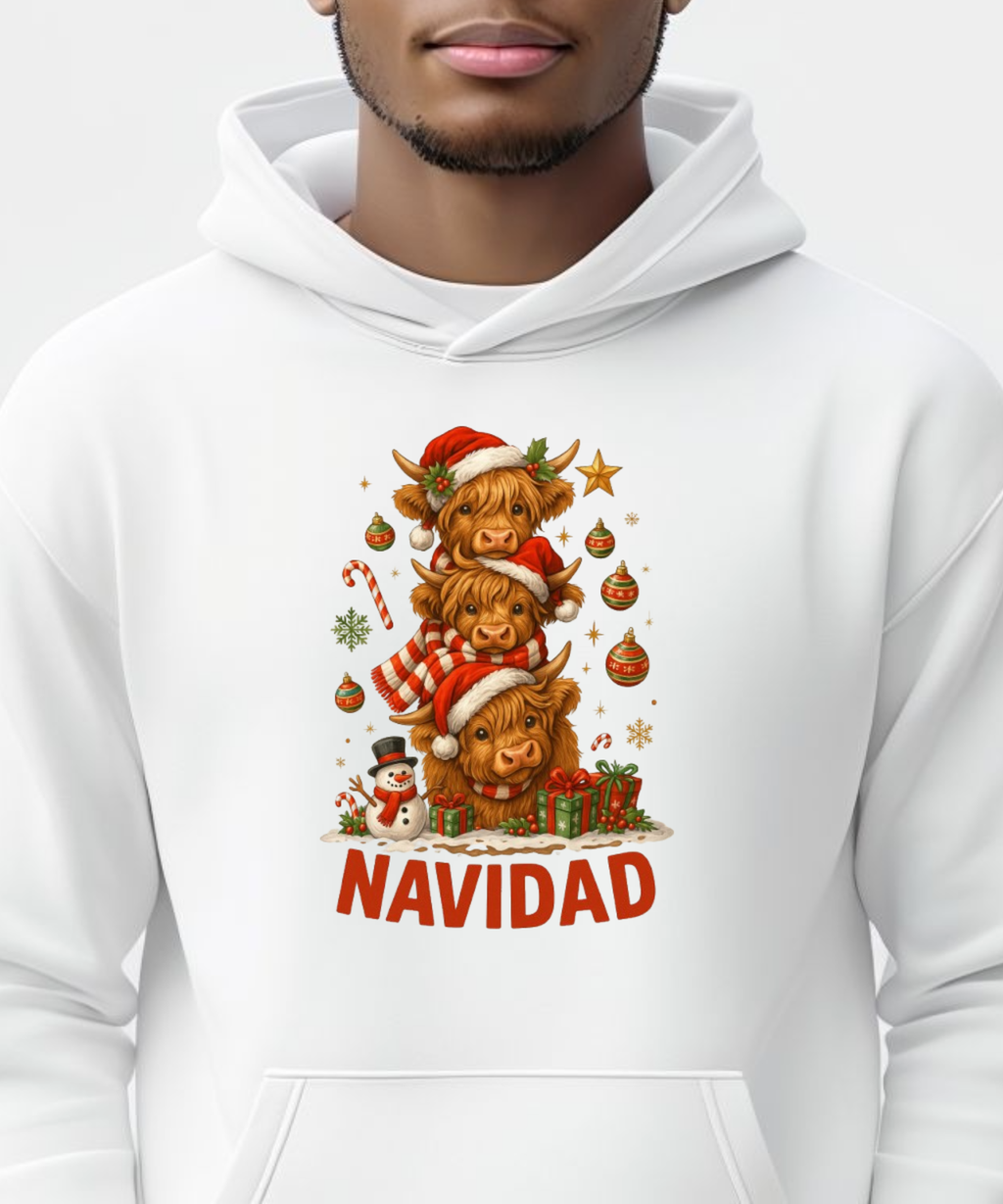 Christmas Highland Cow - Unisex Hoodie